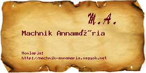 Machnik Annamária névjegykártya